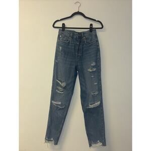 H&M Distressed Light Wash ankle cropped‎ Jeans Ripped Denim Casual Size 4
